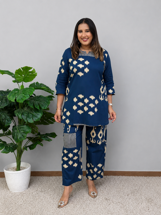 Blue Printed Cord Set
