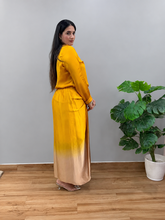 Mustard Skirt Set with Embroidery