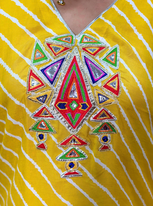 Yellow Leheriya Dhoti Co-ord Set
