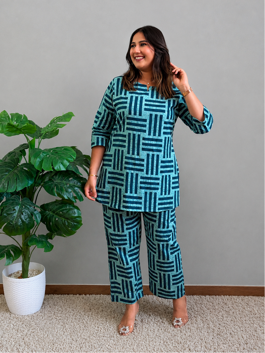 Blue Striped Cord Set