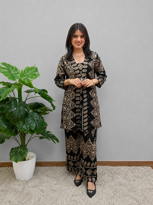 Black Printed Cord Set