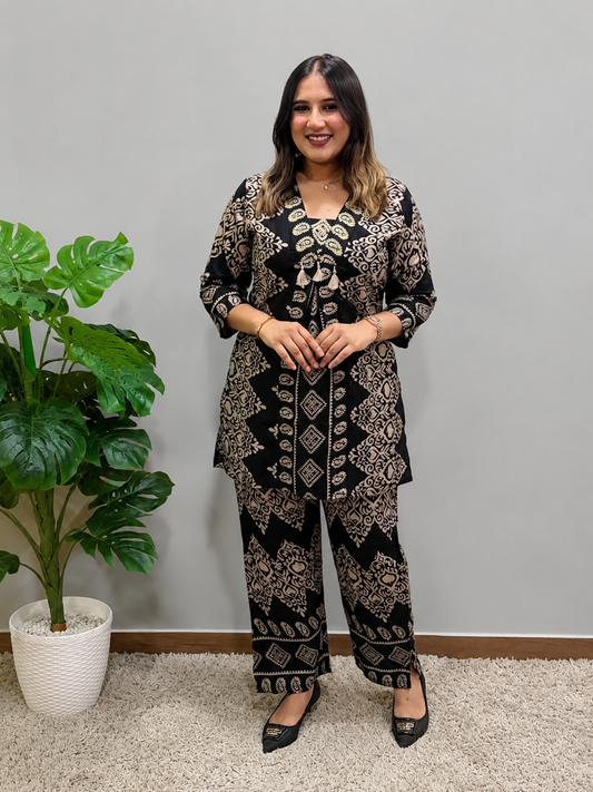Black Printed Cord Set