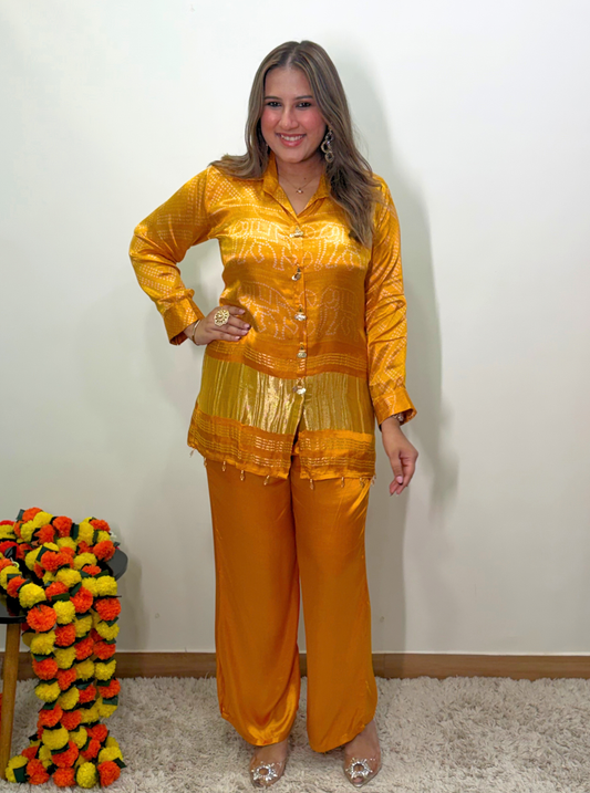 Yellow Bandhani Co-ord Set