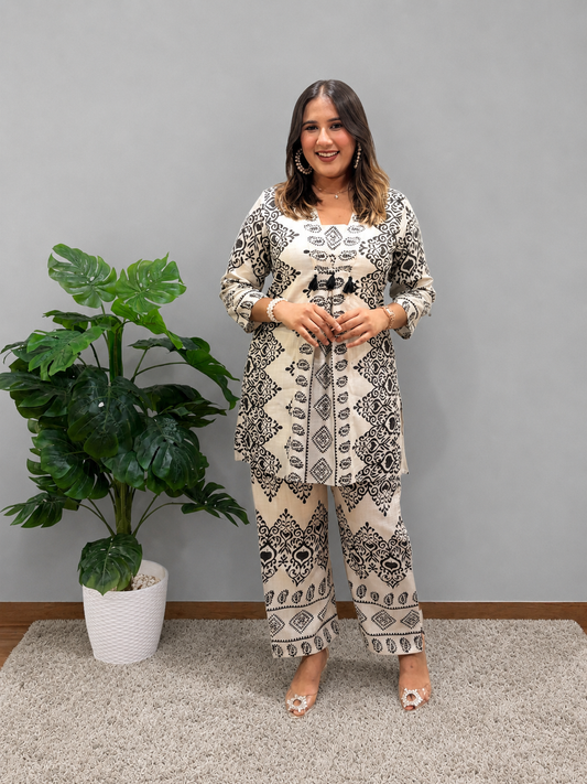 White Printed Cord Set