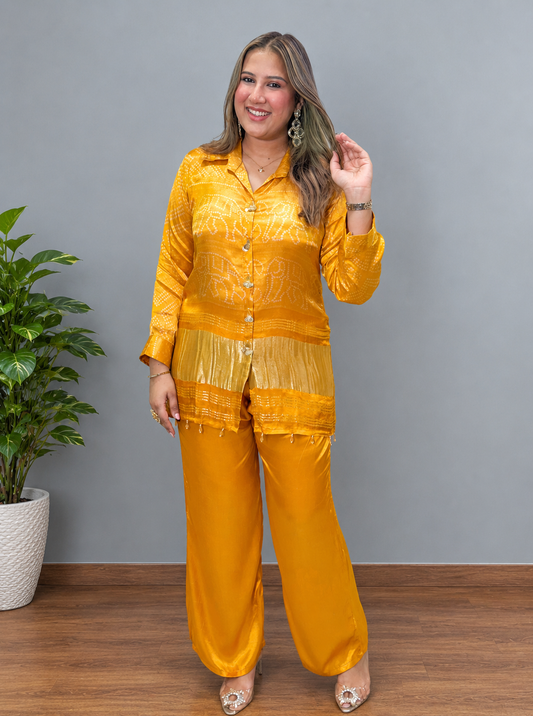 Yellow Bandhani Co-ord Set