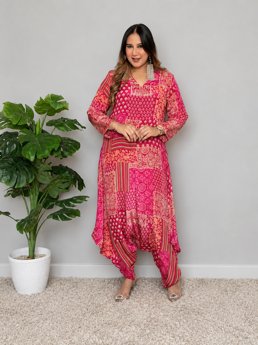 Vibrant Pink Printed Jumpsuit