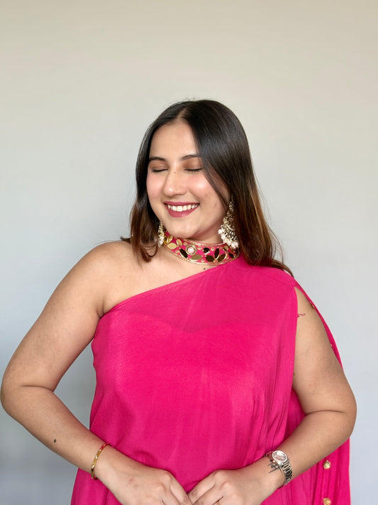 Hot Pink One Shoulder Set