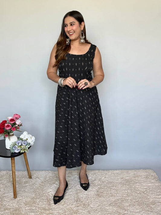 Ikat Printed Midi Dress With Jacket