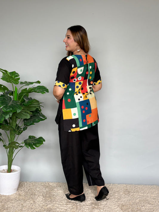 Black Cord Set With Handbag