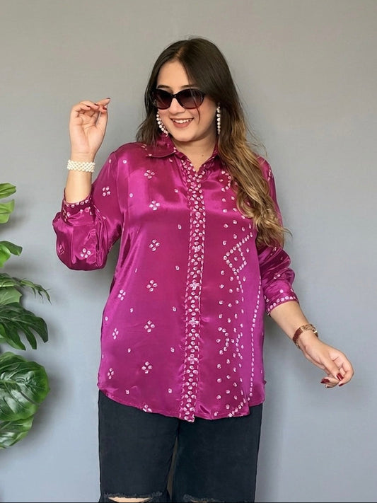 Purple Bandhani Print Shirt
