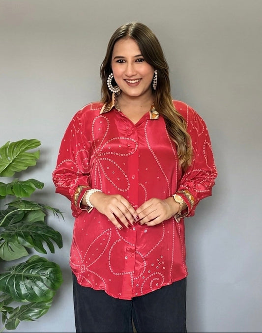 Red Bandhani Print Shirt
