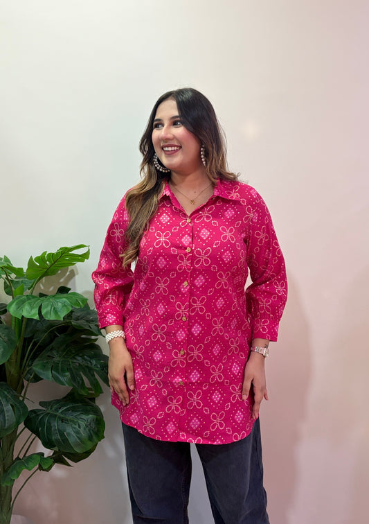 Pink Bandhani Print Shirt