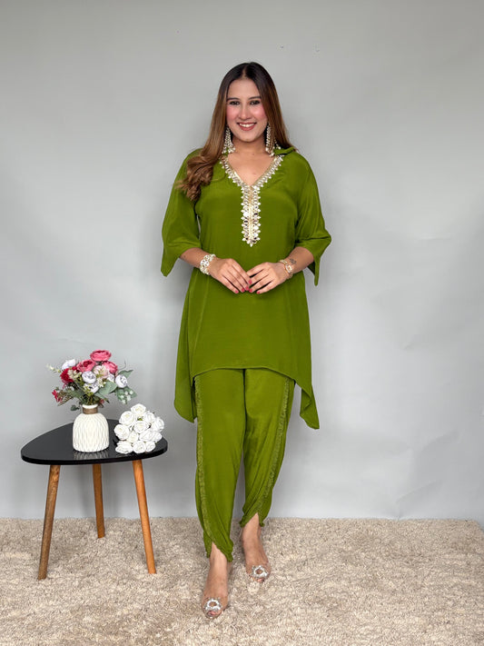 Moss Green Mirrorwork Cord Set