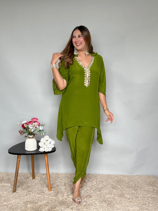 Moss Green Mirrorwork Cord Set