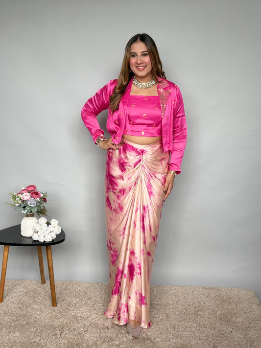 Fusion Pink Drape Skirt Set