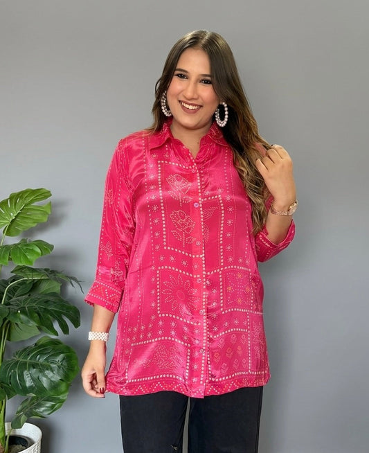 Pink Bandhani Print Shirt