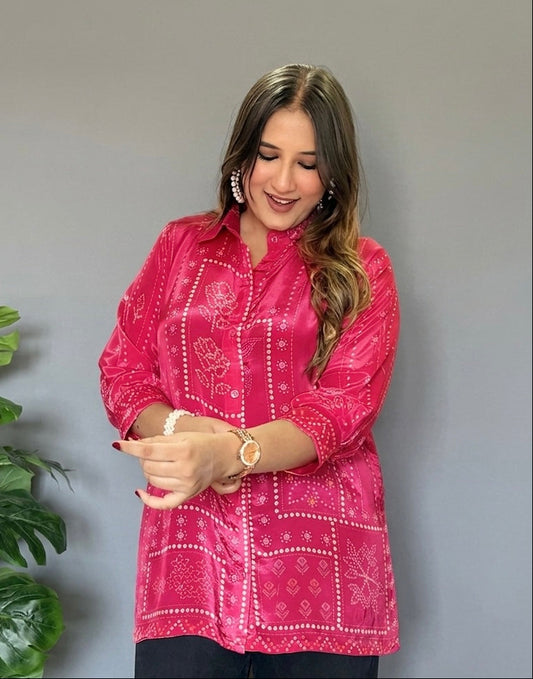 Pink Bandhani Print Shirt