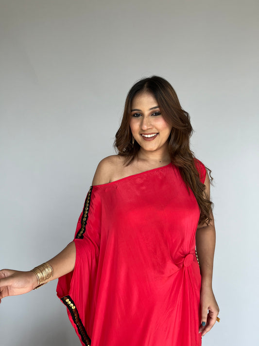 Red One-Shoulder Co-ord Set