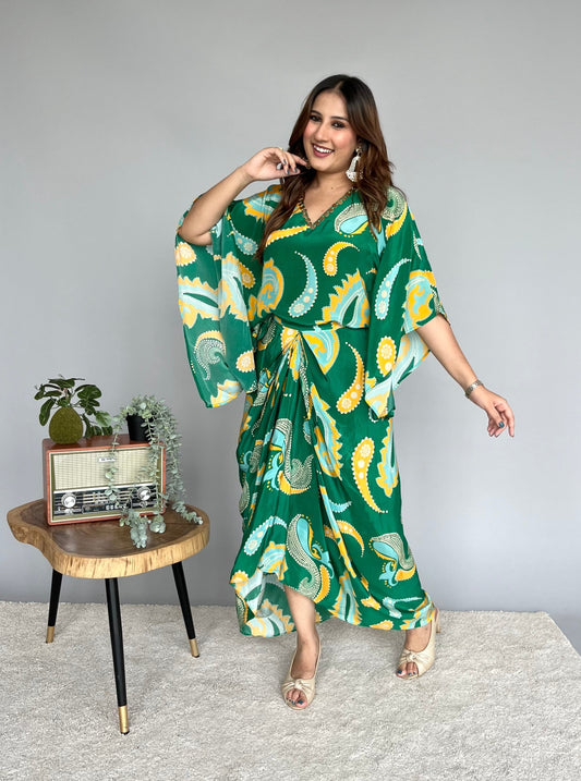 Green Organic Print Skirt Set