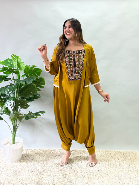 Mustard Zuave Jumpsuit With Jacket