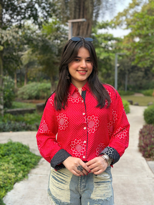 Red Floral Printed Shirt