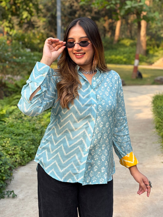 Sky Blue Printed Shirt