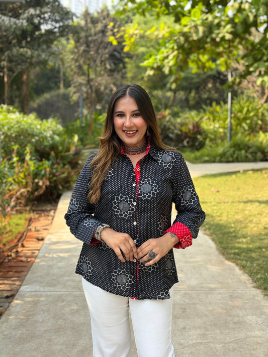 Black Floral Printed Shirt