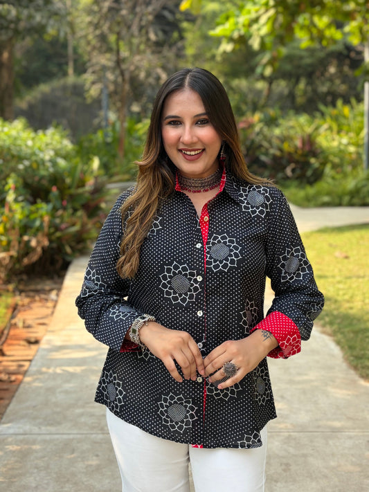 Black Floral Printed Shirt