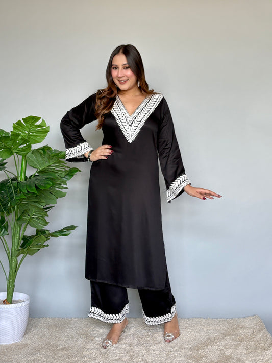 Black Embroidered 2 Piece Set