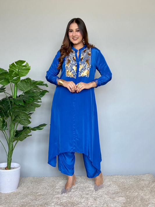 Cobalt Blue Fusion Set with Embroidery