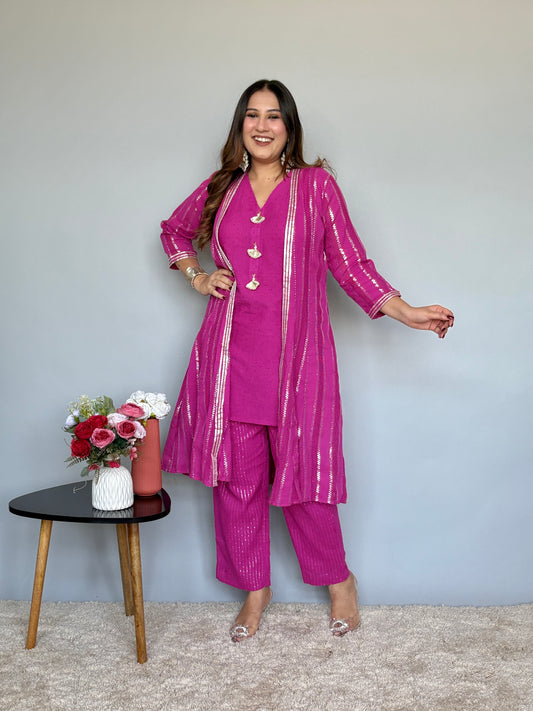 Vibrant Pink 3 Piece Jacket Set