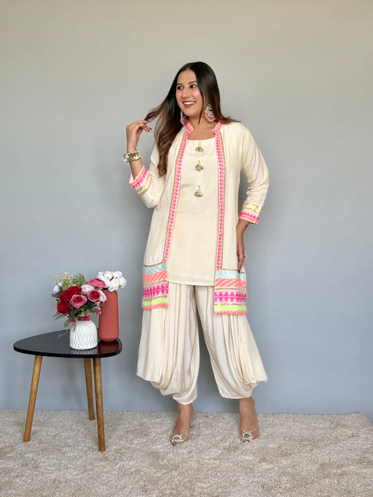 Neon Embroidered Jacket 3 Piece Set