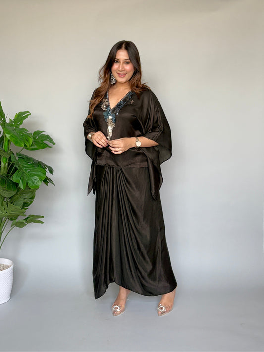 Black Kaftan Skirt Set