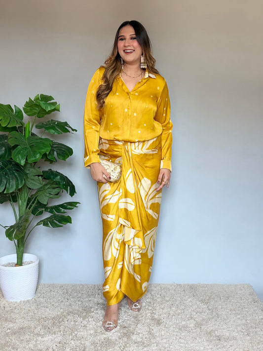 Mustard Drape Skirt