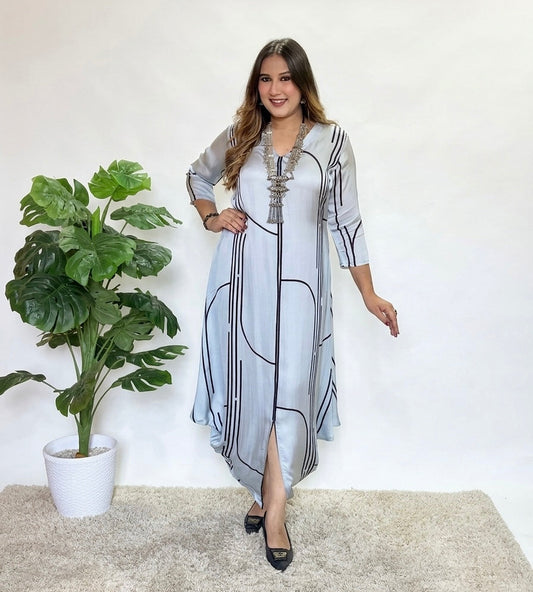 Grey Printed Dress