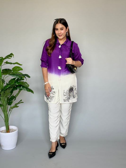 Hand Painted Purple Ombre Coord Set