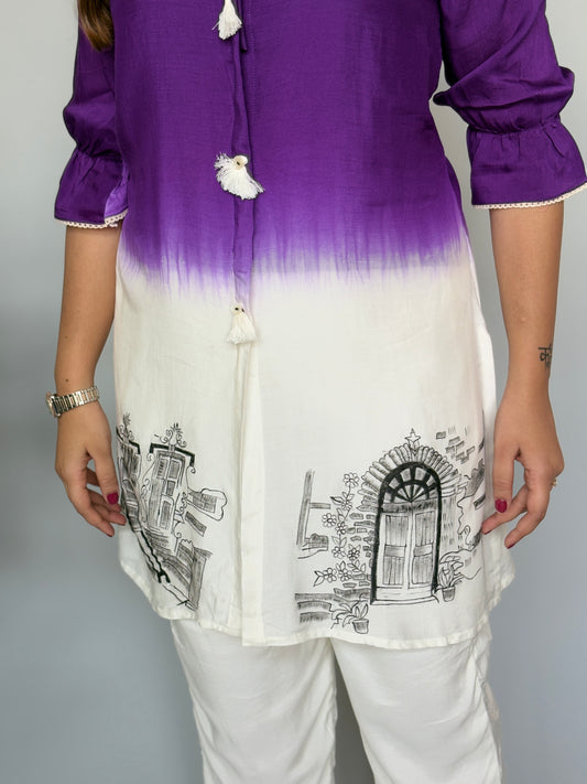 Hand Painted Purple Ombre Coord Set