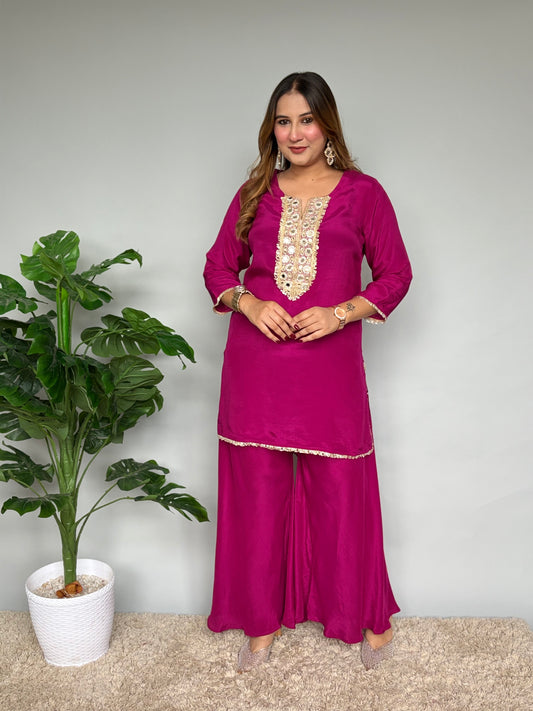 Wine Cord Set With Mirrorwork