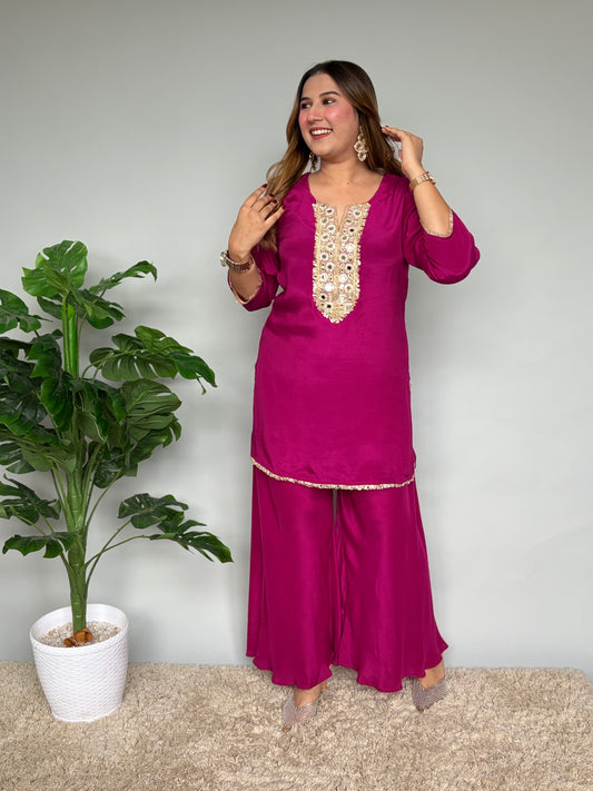 Wine Cord Set With Mirrorwork