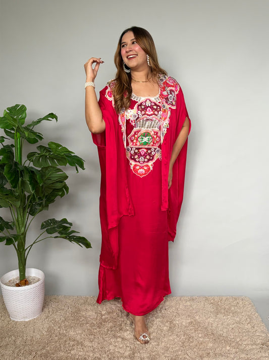 Royal Red Dress With Jacket