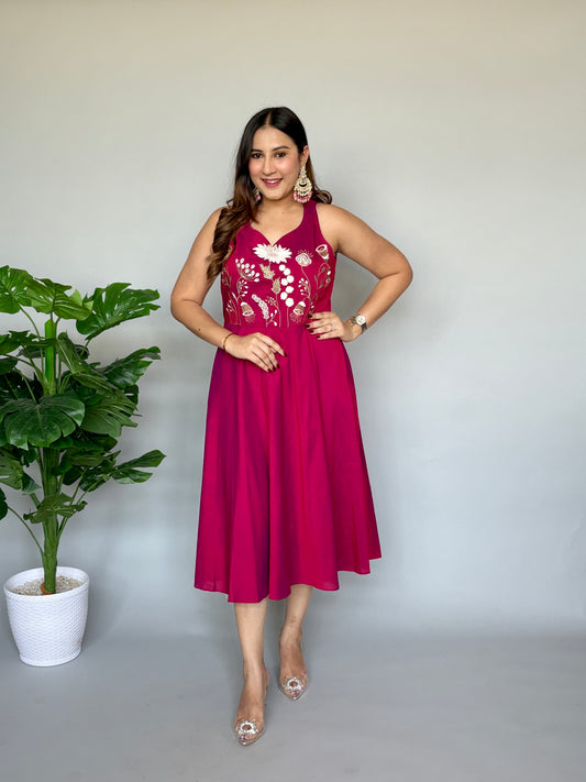 Beetroot Incut Dress