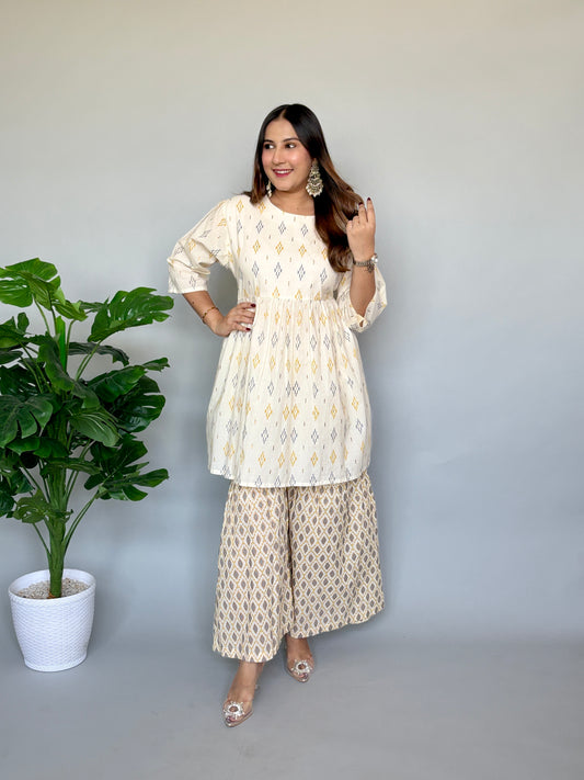 Printed Peplum Kurta Set