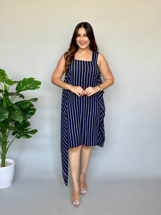 Strapy Blue One Sided Kaftan Dress