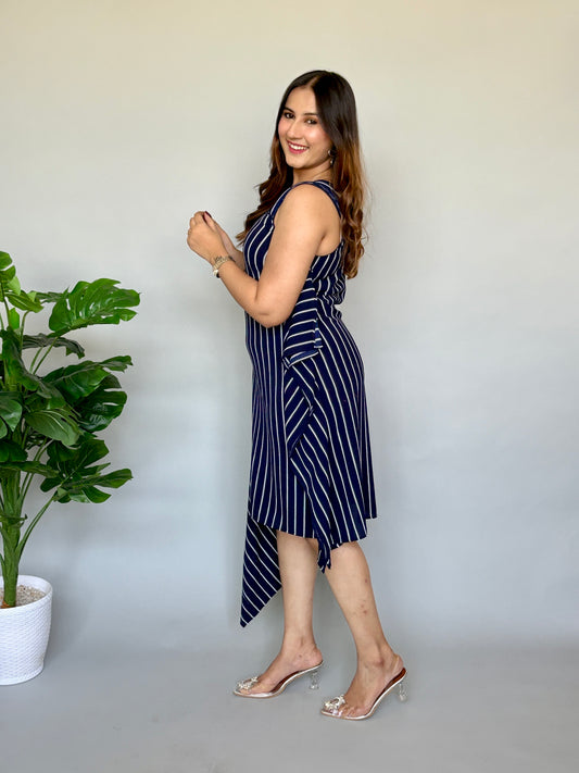 Strapy Blue One Sided Kaftan Dress