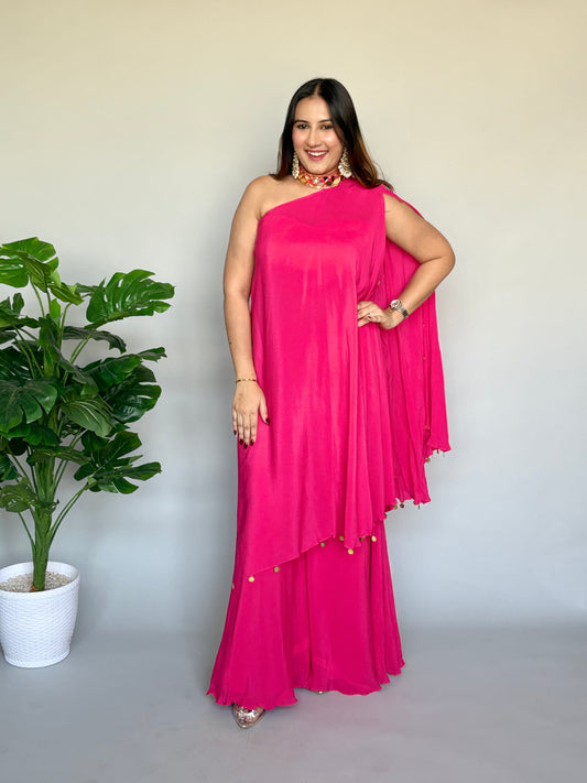 Hot Pink One Shoulder Set
