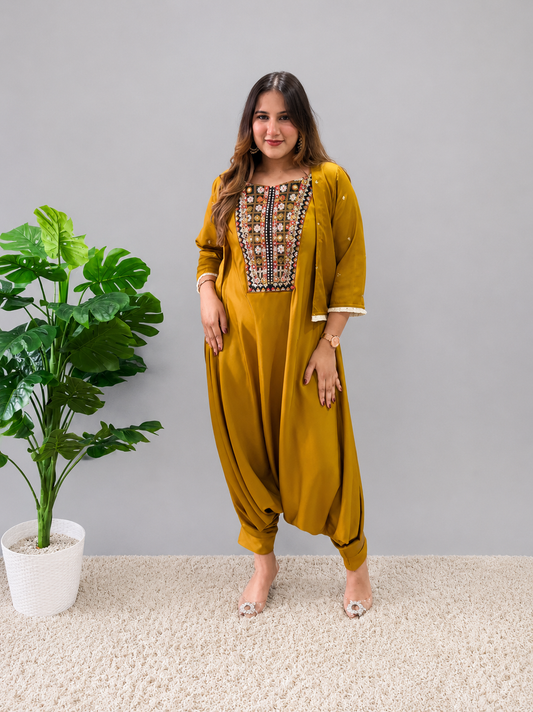 Mustard Zuave Jumpsuit With Jacket