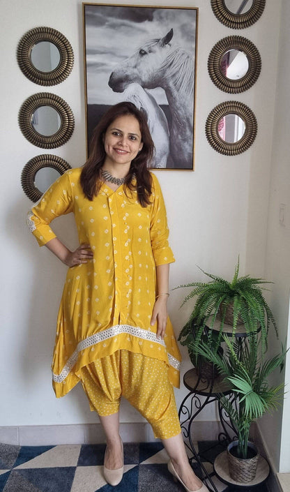 Yellow Bandhani Coord Set