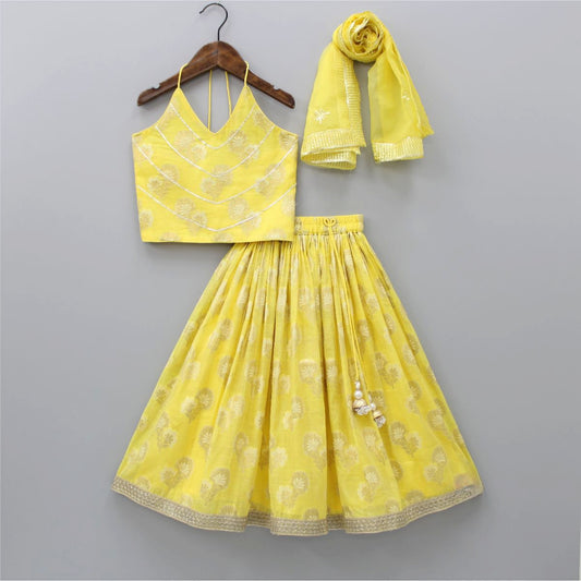 Yellow Banarasi Sharara with Dupatta (Kids)