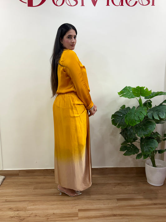 Mustard Skirt Set with Embroidery