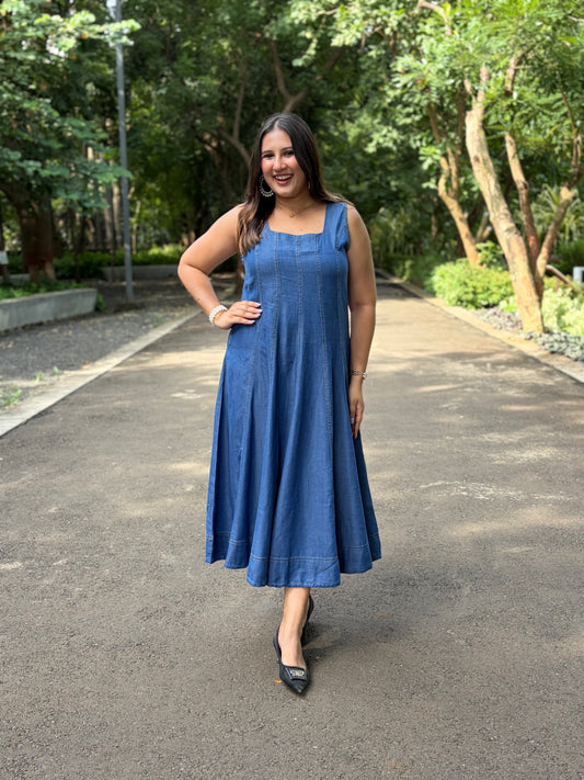 Blue Denim Panel Dress